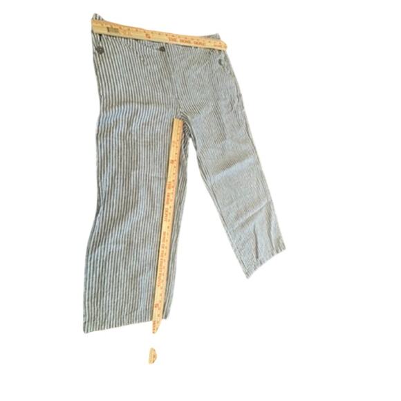 "CHICOS" 100% Linen Tan/White Striped Wide Leg Pants SZ L/14 (2.5) Summer Beachy - Picture 7 of 10